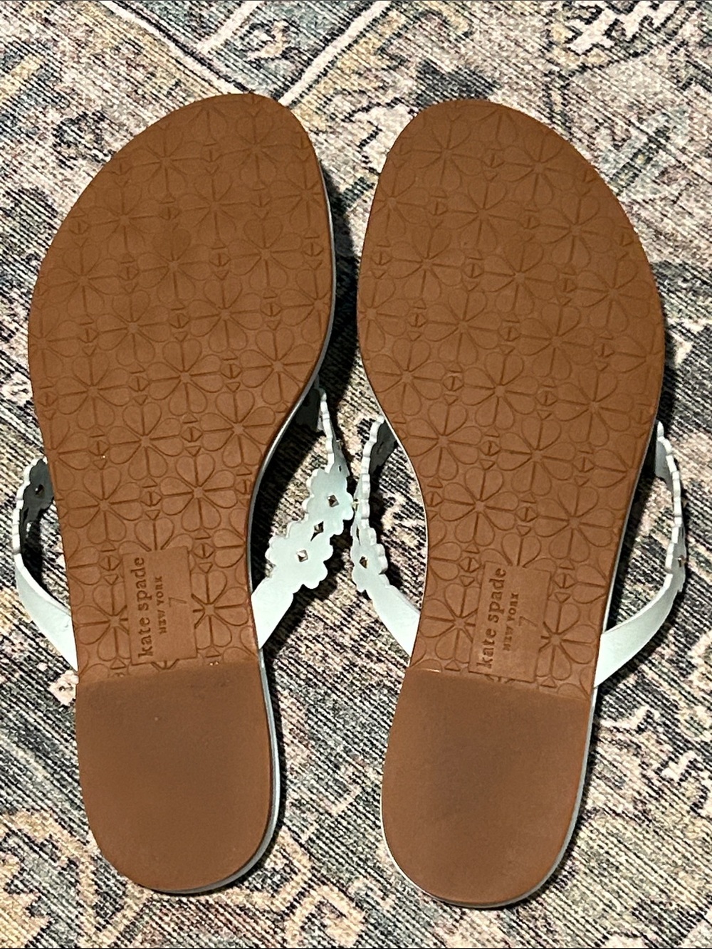 Kate Spade Pastel Blue Daisy Floral Thong Flop Flop Sandals Women's Size 7 - Picture 6 of 6
